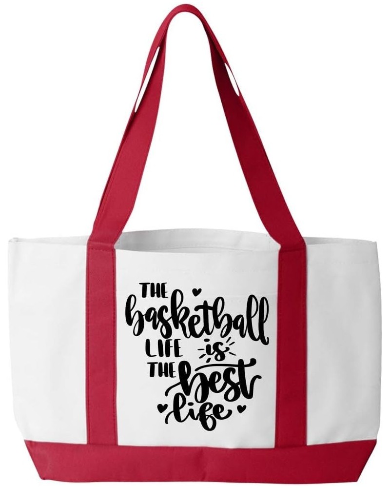 Basketball Is My Life Exercise Tote Bag For Mens Basketball Hoops Players White/Red $13.93 Shoulder Bags