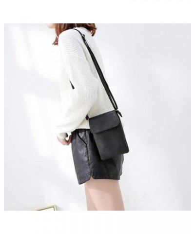 Women's New Vintage Multi Compartment Single Shoulder Crossbody Frosting Bag Shoulder Bag (Black, One Size) Black One Size $1...