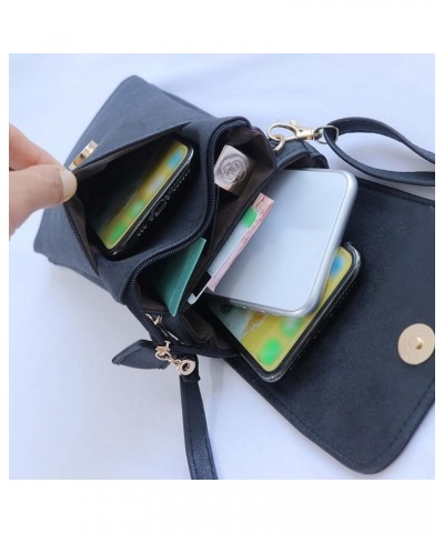 Women's New Vintage Multi Compartment Single Shoulder Crossbody Frosting Bag Shoulder Bag (Black, One Size) Black One Size $1...