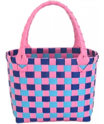 Plastic Woven Handbag Christmas Color Small Basket Hand Basket Woven Bag Small Square Multi-Color Hand Bag Female Bag (Color ...