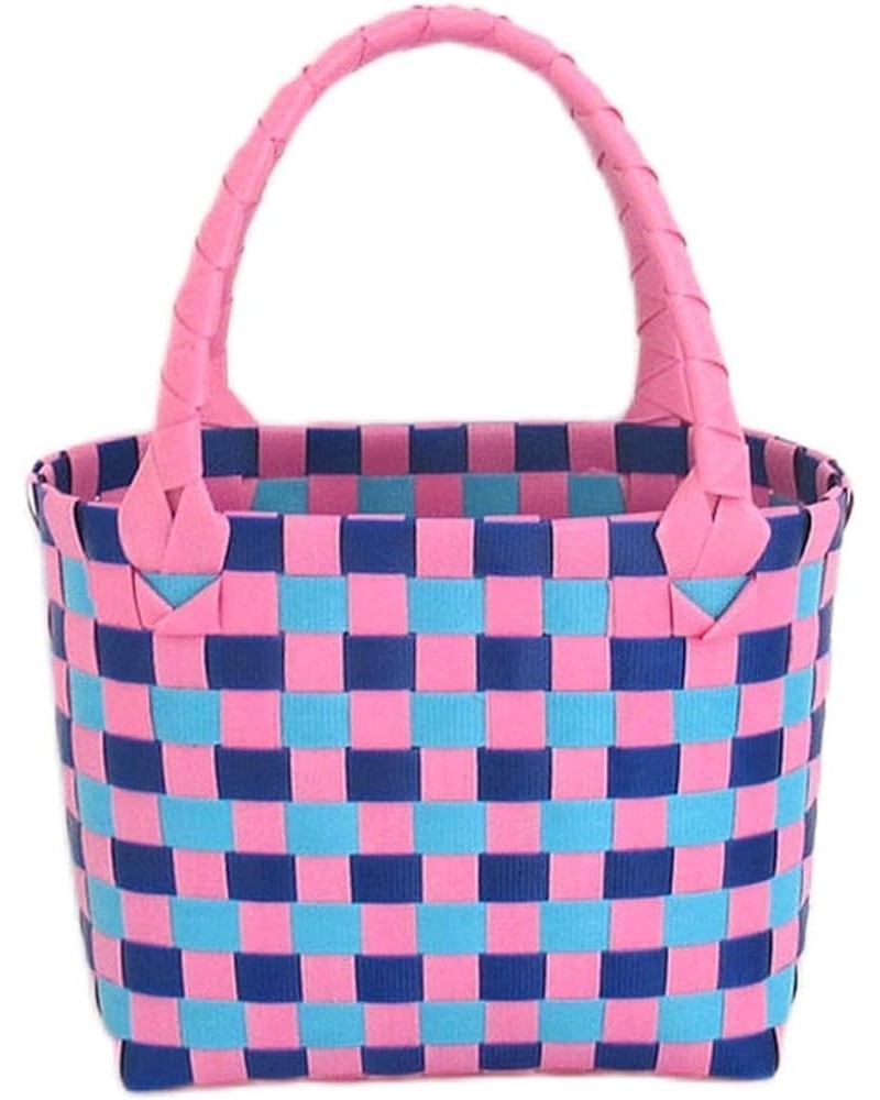 Plastic Woven Handbag Christmas Color Small Basket Hand Basket Woven Bag Small Square Multi-Color Hand Bag Female Bag (Color ...