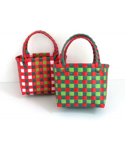 Plastic Woven Handbag Christmas Color Small Basket Hand Basket Woven Bag Small Square Multi-Color Hand Bag Female Bag (Color ...