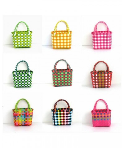 Plastic Woven Handbag Christmas Color Small Basket Hand Basket Woven Bag Small Square Multi-Color Hand Bag Female Bag (Color ...