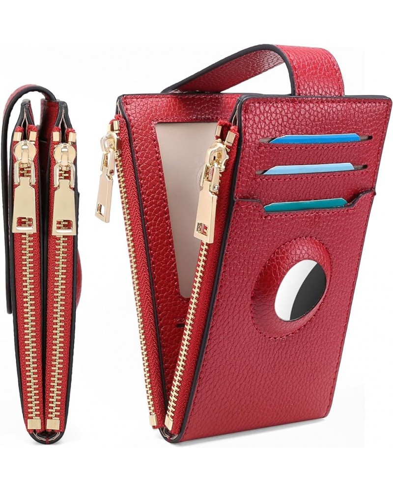 Small Wallets for Women RFID Blocking Slim Bifold Leather Womens Wallet with Zipper Coin Purse APC-Red $11.50 Wallets