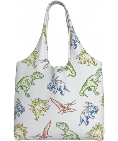 Dinosaurs Single Shoulder Commuter Canvas Tote Bags For Women And Men Dinosaurs 27 $10.33 Totes