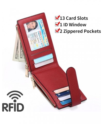 Small Wallets for Women RFID Blocking Slim Bifold Leather Womens Wallet with Zipper Coin Purse APC-Red $11.50 Wallets