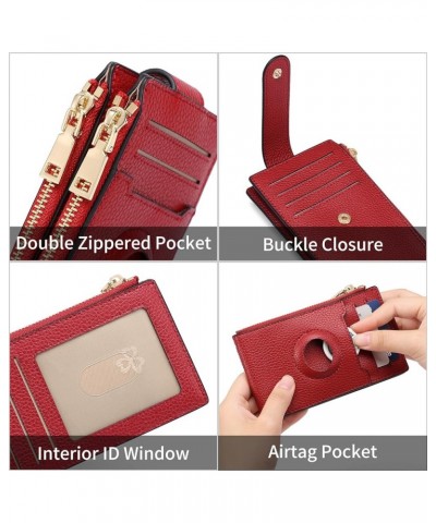 Small Wallets for Women RFID Blocking Slim Bifold Leather Womens Wallet with Zipper Coin Purse APC-Red $11.50 Wallets