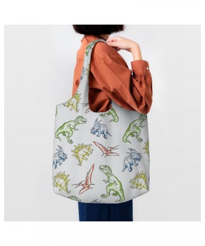 Dinosaurs Single Shoulder Commuter Canvas Tote Bags For Women And Men Dinosaurs 27 $10.33 Totes