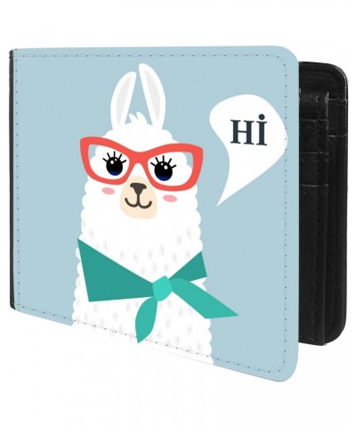 Unique Desige Pattern - Funny Llama Saying Hi, Slim Front Pocket Wallet Billfold RFID Blocking $11.05 Wallets