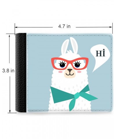 Unique Desige Pattern - Funny Llama Saying Hi, Slim Front Pocket Wallet Billfold RFID Blocking $11.05 Wallets