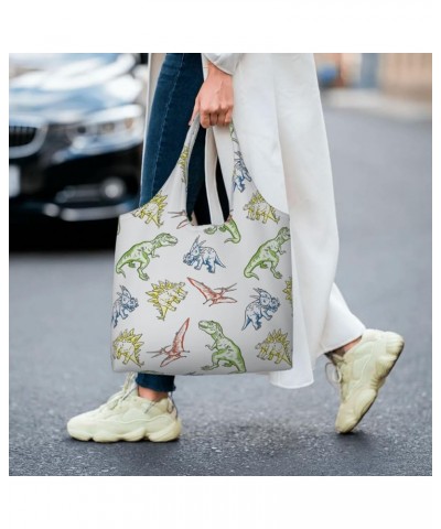 Dinosaurs Single Shoulder Commuter Canvas Tote Bags For Women And Men Dinosaurs 27 $10.33 Totes