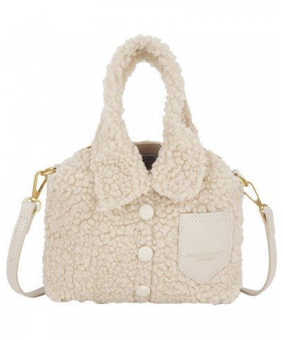 Women's Shirt Shape Crossbody Bag Ladies Plush Blouse Shape Mini Shoulder Bag Cute Fuzzy Tote Handbag Purse Beige $9.60 Totes