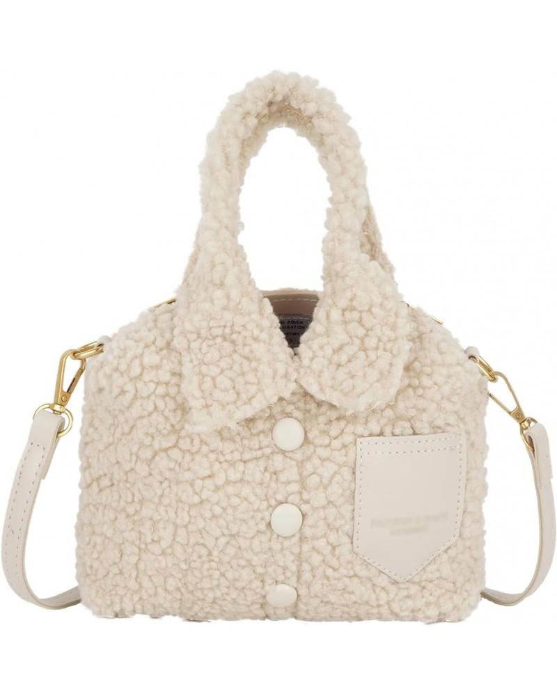 Women's Shirt Shape Crossbody Bag Ladies Plush Blouse Shape Mini Shoulder Bag Cute Fuzzy Tote Handbag Purse Beige $9.60 Totes