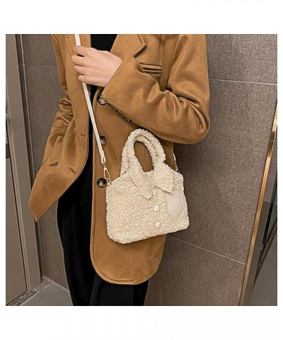 Women's Shirt Shape Crossbody Bag Ladies Plush Blouse Shape Mini Shoulder Bag Cute Fuzzy Tote Handbag Purse Beige $9.60 Totes