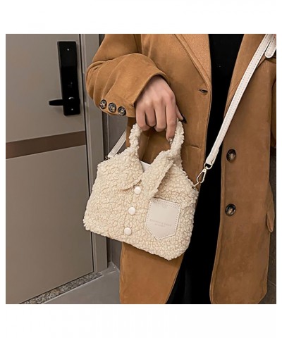 Women's Shirt Shape Crossbody Bag Ladies Plush Blouse Shape Mini Shoulder Bag Cute Fuzzy Tote Handbag Purse Beige $9.60 Totes