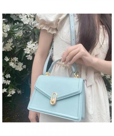 Women's Leather Crossbody Shoulder Bag Top Tote Bag Simple Fashion Handbags Light Blue $39.74 Shoulder Bags