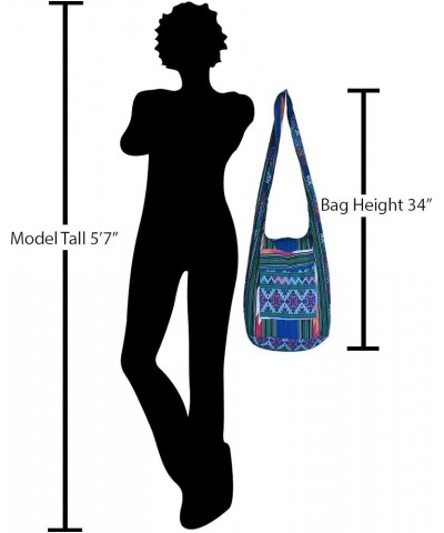 Crossbody Handbag Boho Handmade Cotton Bag For Unisex Tribeblue $10.34 Crossbody Bags