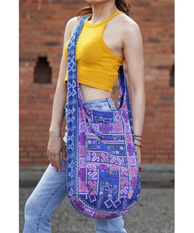 Crossbody Handbag Boho Handmade Cotton Bag For Unisex Tribeblue $10.34 Crossbody Bags