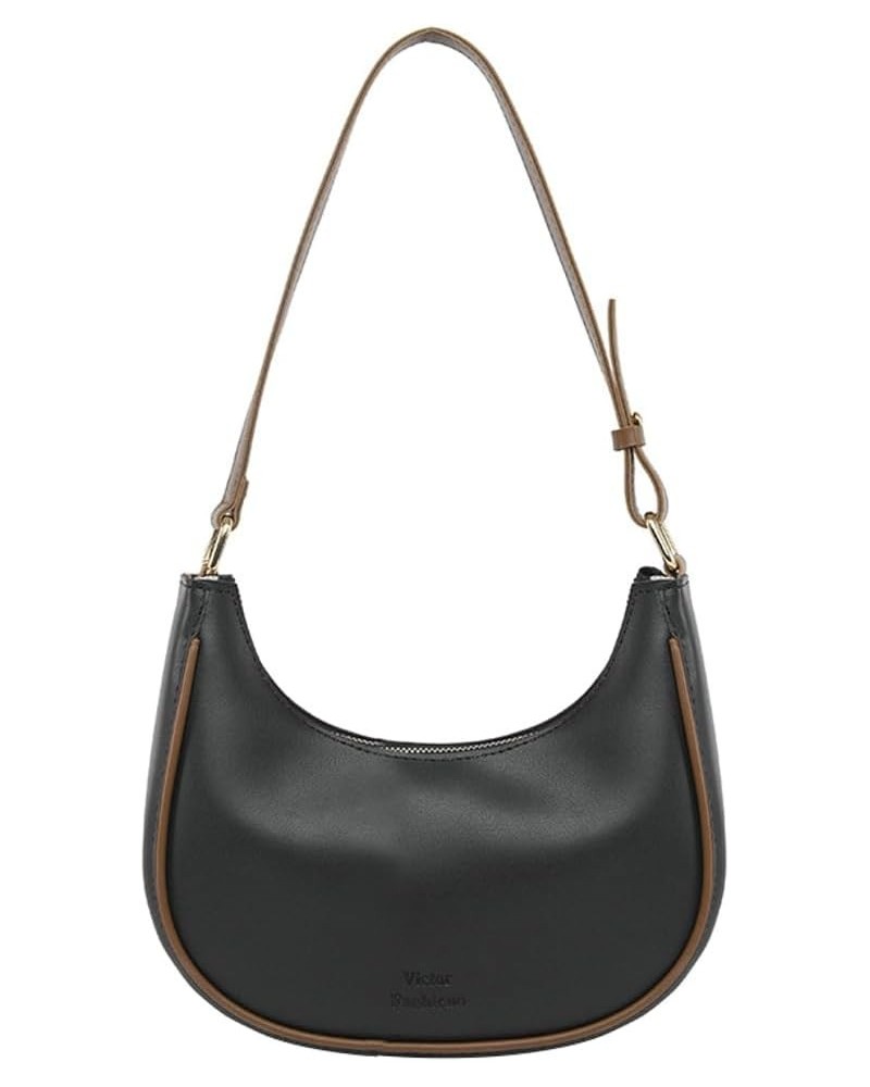 Crescent Shoulder Bag for Women, Y2K Cute Clutch Purse Vegan Leather Soft Handbag Black $19.94 Totes