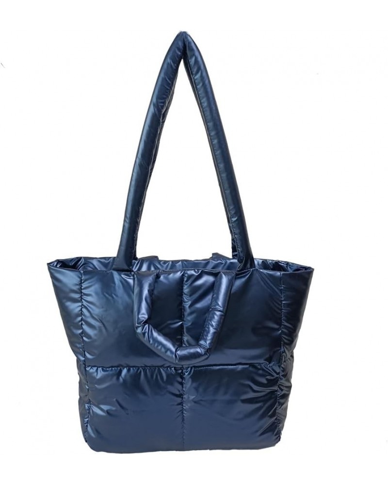 Puffy tote bag Large Puffer Bag for Women Quilted Tote Purses Satchel Handbag Lightweight Padding Shoulder Bag Blue $14.49 Totes