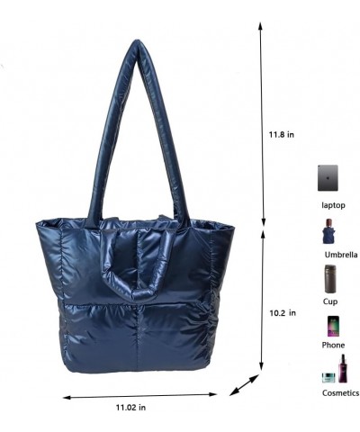 Puffy tote bag Large Puffer Bag for Women Quilted Tote Purses Satchel Handbag Lightweight Padding Shoulder Bag Blue $14.49 Totes