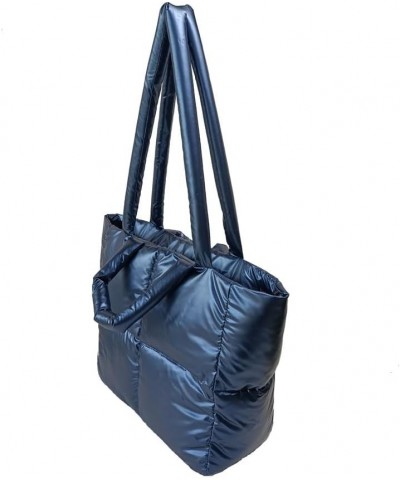 Puffy tote bag Large Puffer Bag for Women Quilted Tote Purses Satchel Handbag Lightweight Padding Shoulder Bag Blue $14.49 Totes