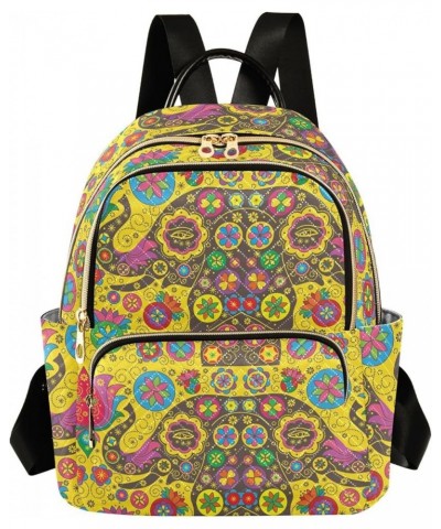 Mandala Colorful Elephants Mini Backpack Purse for Women, Ethnic Flower Travel Backpack Fashion Backpack Handbag Shoulder Bag...