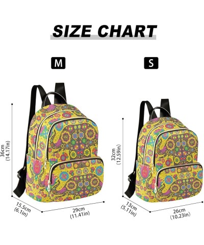 Mandala Colorful Elephants Mini Backpack Purse for Women, Ethnic Flower Travel Backpack Fashion Backpack Handbag Shoulder Bag...