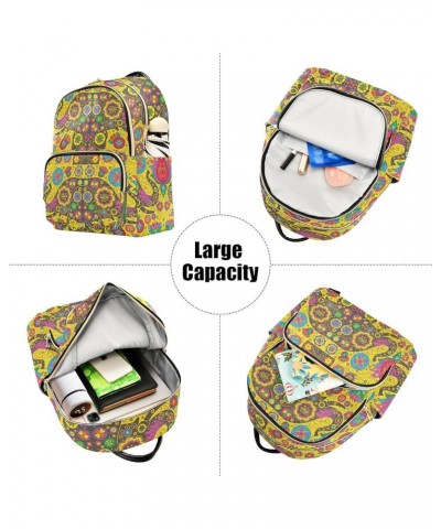 Mandala Colorful Elephants Mini Backpack Purse for Women, Ethnic Flower Travel Backpack Fashion Backpack Handbag Shoulder Bag...