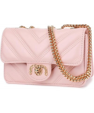 Crossbody Bags for Women, Quilted Shoulder Bag Purse, Gold Chain Crossbody Bag Purses for Women, H2117 Pink C $15.80 Crossbod...