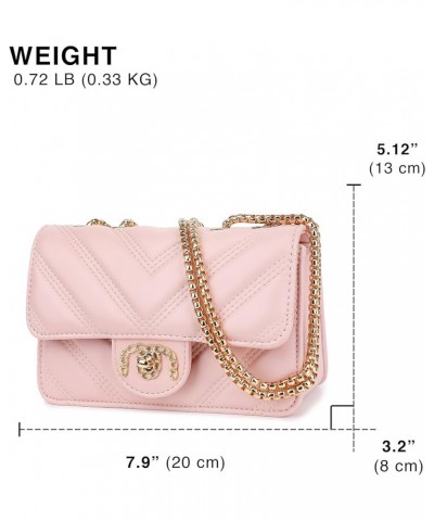 Crossbody Bags for Women, Quilted Shoulder Bag Purse, Gold Chain Crossbody Bag Purses for Women, H2117 Pink C $15.80 Crossbod...