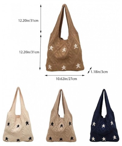 Women's Crochet Tote Bag of Shoulder Bag Exquisite Large Capacity Star Print Handbag Gifts Blue $13.05 Shoulder Bags