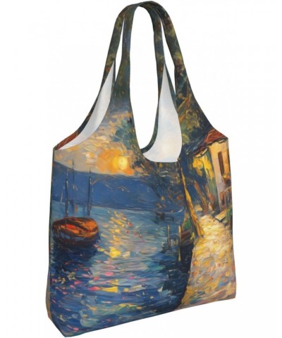 Rustic Oil Painting One-Shoulder Commuting Canvas Bag,Fashionable And Lightweight,Extra Large Capacity,Easy To Store,Soft And...