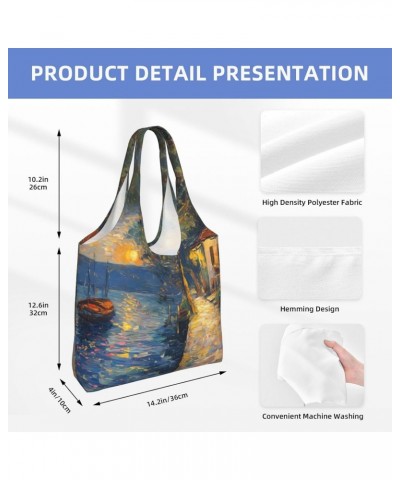 Rustic Oil Painting One-Shoulder Commuting Canvas Bag,Fashionable And Lightweight,Extra Large Capacity,Easy To Store,Soft And...