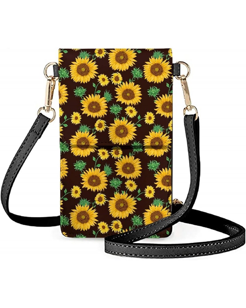 Cell Phone Crossbody Purse for Women Wallet Leather Purse Satchel Casual Travel Mini Shoulder Bag Yellow Sunflower $14.39 Sho...