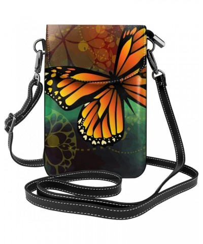 Small Crossbody Phone Bags for Women Leather Cell Phone Purse Colorful Butterfly $15.12 Crossbody Bags