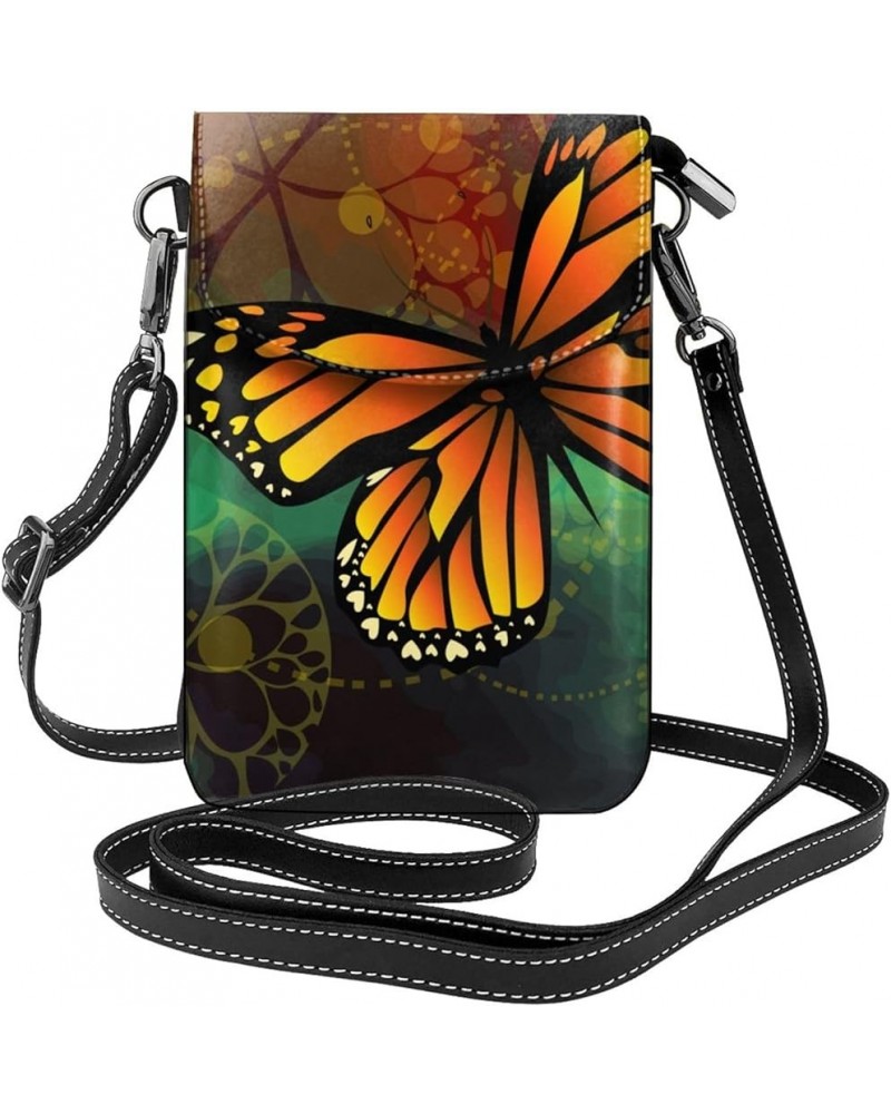 Small Crossbody Phone Bags for Women Leather Cell Phone Purse Colorful Butterfly $15.12 Crossbody Bags