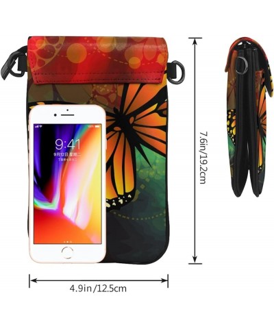 Small Crossbody Phone Bags for Women Leather Cell Phone Purse Colorful Butterfly $15.12 Crossbody Bags