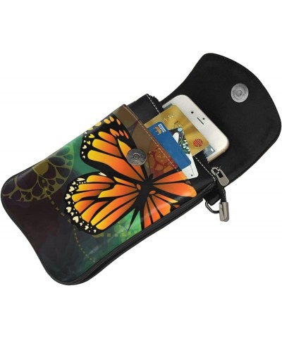 Small Crossbody Phone Bags for Women Leather Cell Phone Purse Colorful Butterfly $15.12 Crossbody Bags