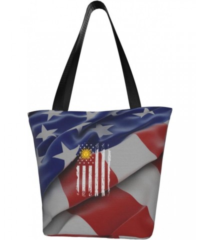 Uruguay America Flag Women'S Casual One Shoulder Carry Shopping Bag Large Capacity Working Storage Handbag $16.86 Shoulder Bags