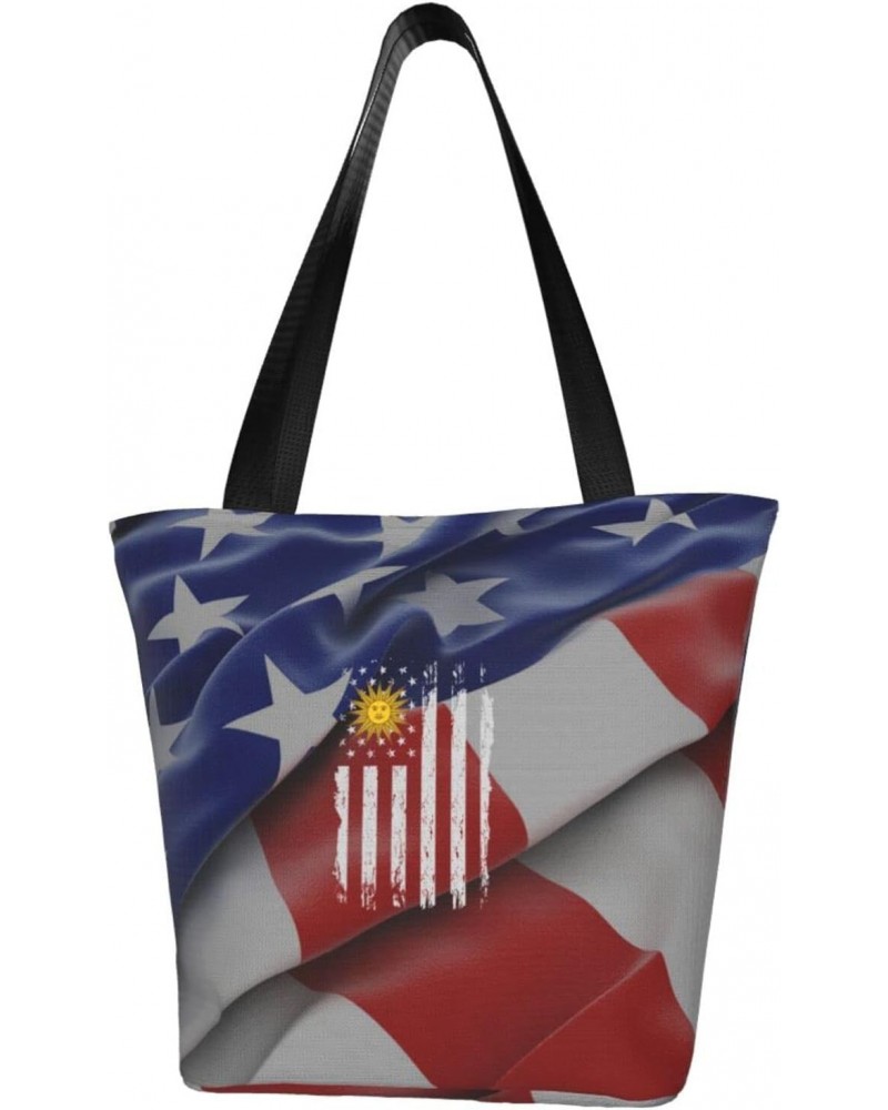 Uruguay America Flag Women'S Casual One Shoulder Carry Shopping Bag Large Capacity Working Storage Handbag $16.86 Shoulder Bags