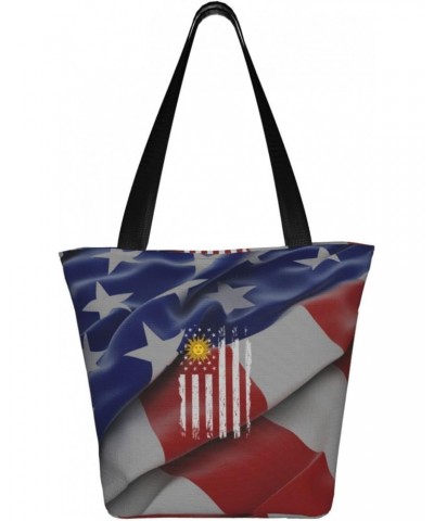 Uruguay America Flag Women'S Casual One Shoulder Carry Shopping Bag Large Capacity Working Storage Handbag $16.86 Shoulder Bags