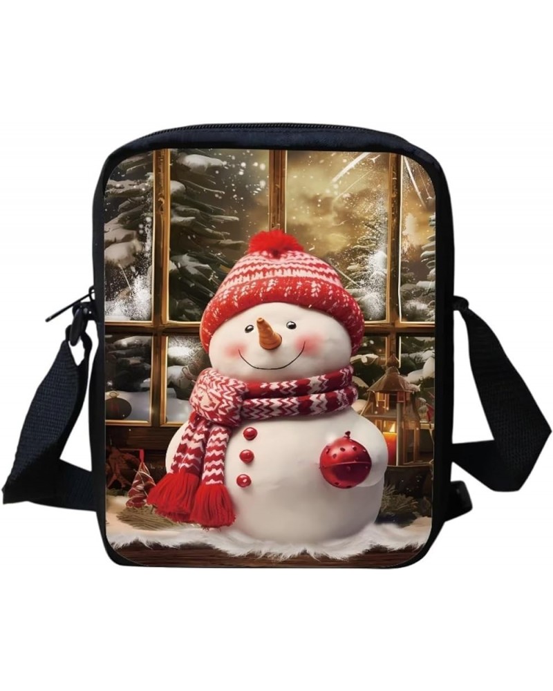 Small Messenger Bag Cell Phone Purse Handbag Lightweight Portable Pouch for Kids Girls Boys Cute Snowman $11.79 Satchels