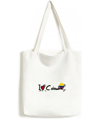 I Love Colombia Word Flag Love Heart Illustration Tote Canvas Bag Shopping Satchel Casual Handbag $13.33 Totes