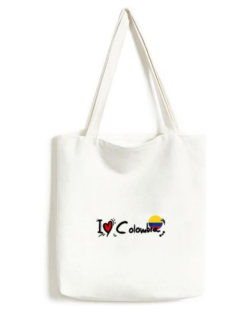 I Love Colombia Word Flag Love Heart Illustration Tote Canvas Bag Shopping Satchel Casual Handbag $13.33 Totes