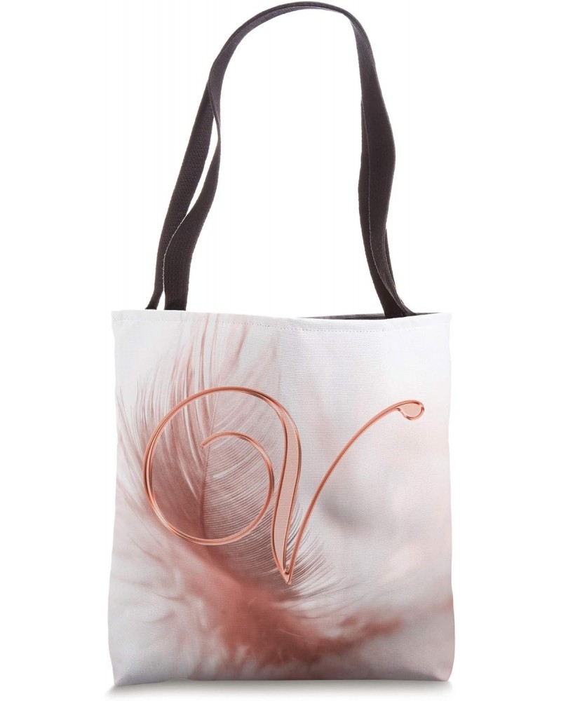 V Rose Feather Bird Animal Nature Initial Letter Name Art Tote Bag $10.93 Totes