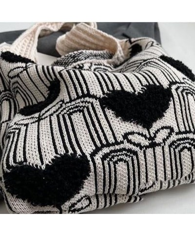 Womens Crochet Tote Bag Cute Heart Pattern Shoulder Commute Bag Knit Hobo Bags Purse Shopping Summer Beach Handbag Khaki $13....