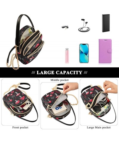 Colorful Geometric Ornament with Stylized Ladies Shoulder Handbags, Shoulder Purses for Women Crossbody Black With White Mush...