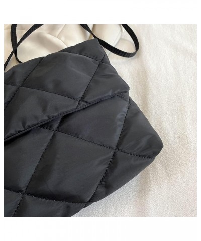 Chain Tote Bag Nylon Quilted Female Handbags Casual Fashion All-match Winter Large Capacity for Girls Shopping Black $7.46 Totes