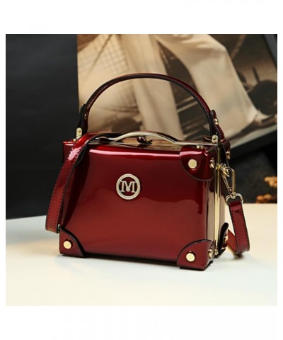 Fashion Women's Top Handle Satchel Handbags Leather Evening Bag Purses large Hard Square Box Shoulder Messenger Bags (Red) Re...